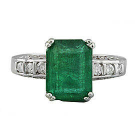 3.72 Carat Emerald 14K White Gold Diamond Ring