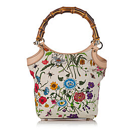 Gucci Bamboo Flora Canvas Handbag