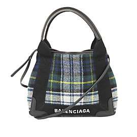 Balenciaga XS Navy Cabas Wool Satchel