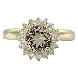 1.50 Carat Morganite 14K Yellow Gold Diamond Ring