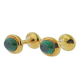 Tiffany & Co. Emerald Gold Cufflinks Stud Button Dress Set