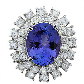 9.00 Carat Tanzanite 14K White Gold Diamond Ring