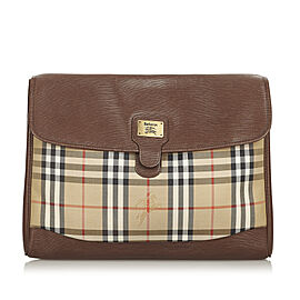 Burberry Haymarket Check Canvas Clutch Bag