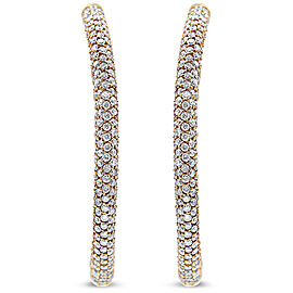 True 18K Rose Gold 6.90 Cttw Pave Set Diamond Inside Out Eternity Hoop Earrings (F-G Color, VS1-VS2 Clarity)