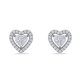 GLAM ® Heart stud earrings in 14K gold with white diamonds of 0.93 ct in weight