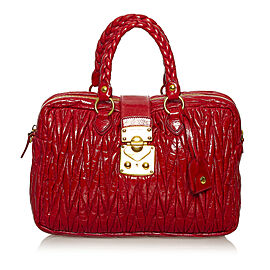 Miu Miu Matelasse Patent Leather Satchel