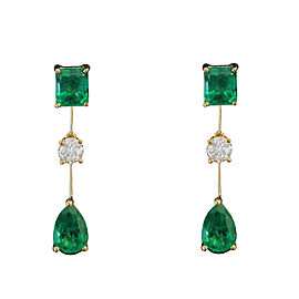 Columbian Emerald Emeralds & Diamond Earrings in Yellow Gold