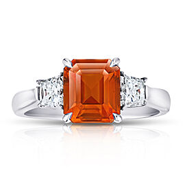 David Gross Emerald Orange Sapphire and Diamond Ring