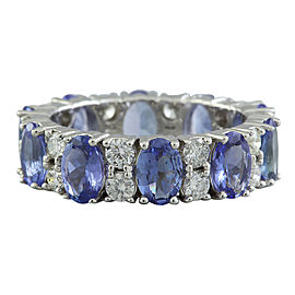 6.94 Carat Tanzanite 14K White Gold Diamond Ring