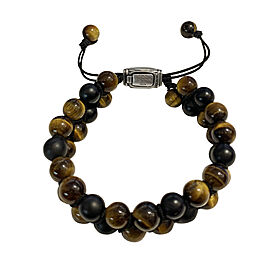 David Yurman Tiger's Eye & Black Onyx Sterling Silver Woven Beaded Bracelet