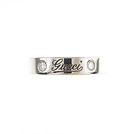 GUCCI 18K white Gold Icon print Diamond Ring LXGYMK-760