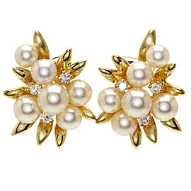 TASAKI 18K Yellow Gold Pearl Diamond Earring QJLXG-161