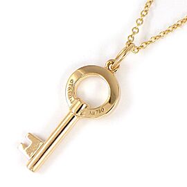 TIFFANY & Co 18K Yellow Gold Modern Key Open Round Mini Logo Necklace