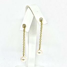 Diamond Akoya Pearl Earrings 14k Gold 8.50 mm Women Certified $995