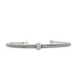 DAVID YURMAN Sterling Silver Diamond 4mm Cable Classics Station Bracelet