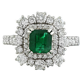 2.30 Carat Emerald 14K White Gold Diamond Ring