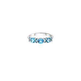 18k White Gold London Blue Topaz and Diamond Ring