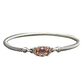 David Yurman Petite Wheaton Sterling Silver with 0.06ct. Diamond and Morganite Bracelet