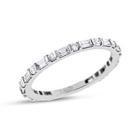 18k White Gold 0.64ct. Diamond Baguette Round Eternity Band Size 7