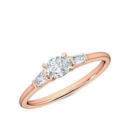 0.30 Ct Horizontal Oval and Baguette Cut Petite Lab Grown Diamond Ring in 14K Rose Gold (E-F, VS1-VS2, 0.30 cttw) by MadeForUs