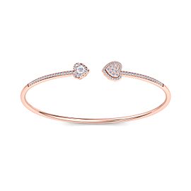 GLAM ® Bangle with Hearts in 14K Gold and 0.56ct White Diamonds