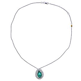 Emerald Diamond Gold Pendant Necklace