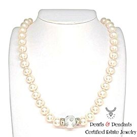 Diamond South Sea Akoya Pearl Necklace 14k Gold 13 mm 18" Certified $12,950 921560