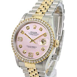 Pink Mop Datejust Two-tone Diamond Dial Diamond Bezel 36mm Watch