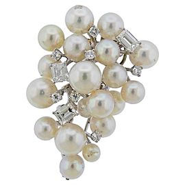 David Webb Gold Diamond Pearl Brooch Pendant