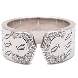 Cartier 2C Happy Birth Day Diamond Ring White Gold #49 US5