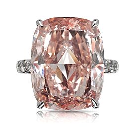 21 CARAT CUSHION CUT FANCY INTENSE PINK DIAMOND ENGAGEMENT RING PLATINUM GIA CERTIFIED 19 CT VS1 FIP BY MIKE NEKTA