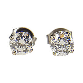 14K White Gold and Diamond Stud Earrings