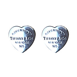 RARE! medium size Tiffany & Co. Sterling Silver Heart Tag Earrings