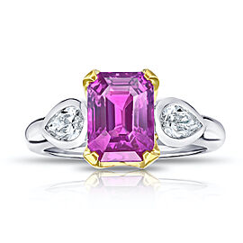 David Gross Emerald Pink Sapphire and Diamond Ring