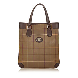 Burberry Plaid Canvas Tote Bag