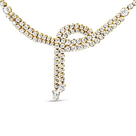 True 14k Yellow Gold 17.0 Cttw Diamond Double Row Lariat 18" Inch Tennis Necklace with Pear Shape Diamond Drop Tips (I-J Color, VS2-SI1 Clarity)