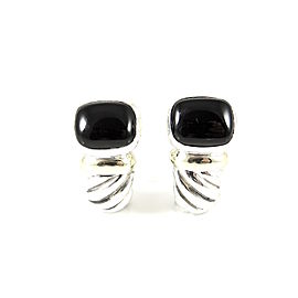 David Yurman Sterling Silver & 14K Yellow Gold Black Onyx Noblesse J-Hoop Earrings