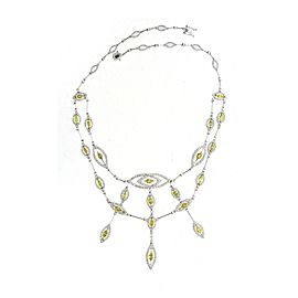 11.06 Carat White and Treated Yellow Diamond Marquise Necklace