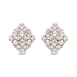 18K Rose Gold 8 1/3 Cttw Pear and Round Diamond Floral Cluster Omega Earrings (F-G Color, VS1-VS2 Clarity)