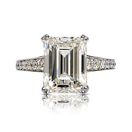 6 CARAT EMERALD CUT H COLOR VS2 CLARITY DIAMOND ENGAGEMENT RING 18KW GIA CERTIFIED 5 CT H VVS2 BY MIKE NEKTA