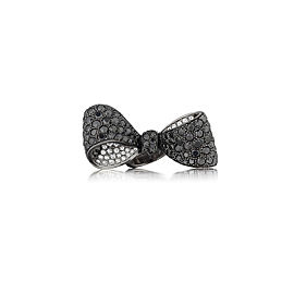 Bow Black Diamond Ring