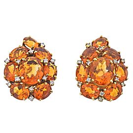 Citrine Diamond Gold Cocktail Earrings