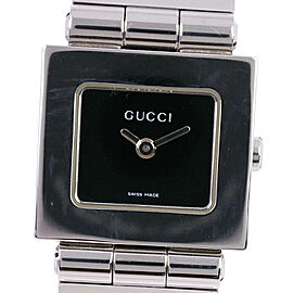 GUCCI Silver Stainless Steel Quartz Women blackDial Watches LXNK-46