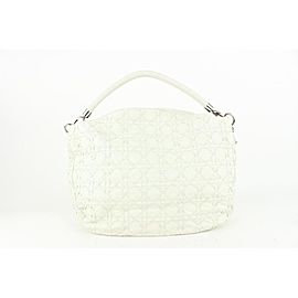 Dior White Leather Cannage Whip Stitch Quilted Hobo 920da36