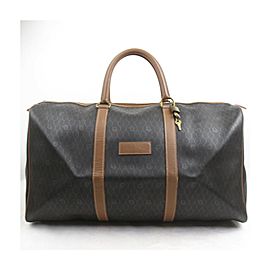 Dior Black x Brown Monogram Trotter Honeycomb Boston Duffle Bag 863186