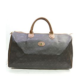 Christian Dior Black Brown Monogram Honeycomb Trotter Boston Duffle Bag 863436