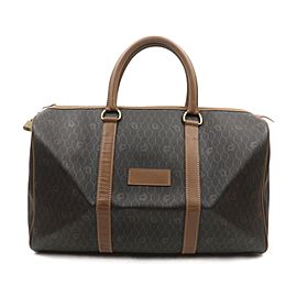 Christian Dior Black x Brown Monogram Honeycomb Boston Duffle Bag 863443