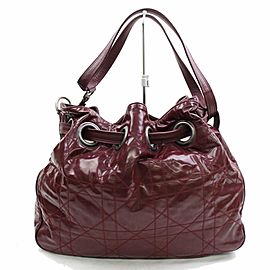 Dior Bordeaux Quilted Patent Drawstring Bucket Hobo 854154