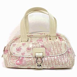 Dior Cherry Monogram Trotter Boston 860036 Pink Canvas Satchel