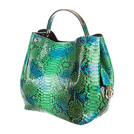 Dior Hobo Diorific 2way 3dr1205 Green Python Skin Leather Shoulder Bag